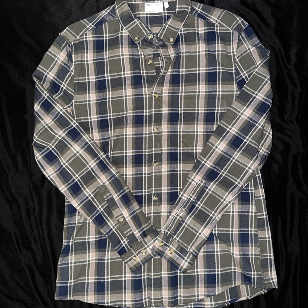 ASOS Navy and Gray Plaid Casual Shirt